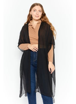 INC Women Split Neck Beaded Evening Duster Topper, Black  - Image 1