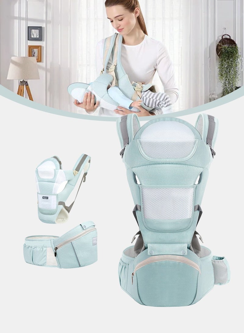 Adjustable Baby Carrier, Baby Carrier with Hip Seat, Baby Lumbar Stool with Storage, Baby Sleeping Bag, Breathable and Comfortable, Six Ways of Use - Image 1