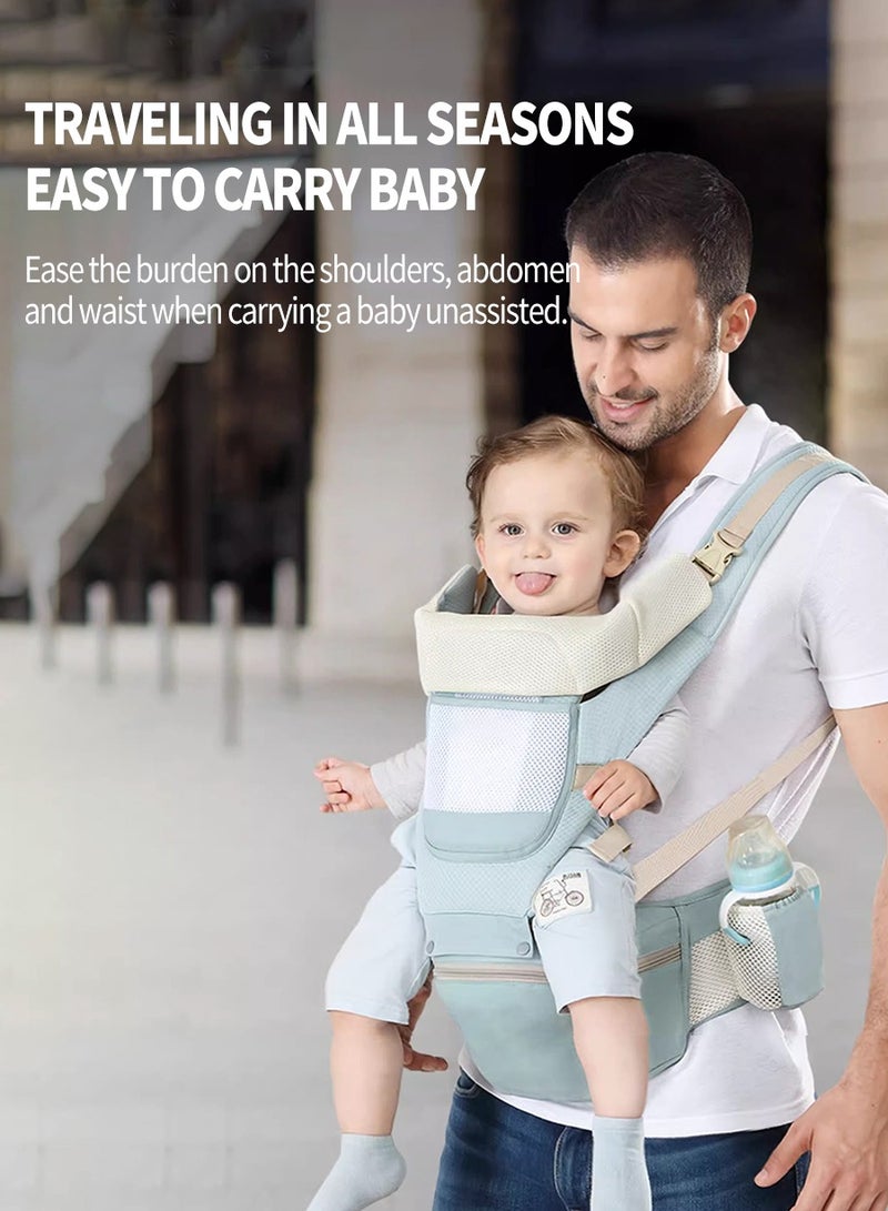 Adjustable Baby Carrier, Baby Carrier with Hip Seat, Baby Lumbar Stool with Storage, Baby Sleeping Bag, Breathable and Comfortable, Six Ways of Use - Image 2