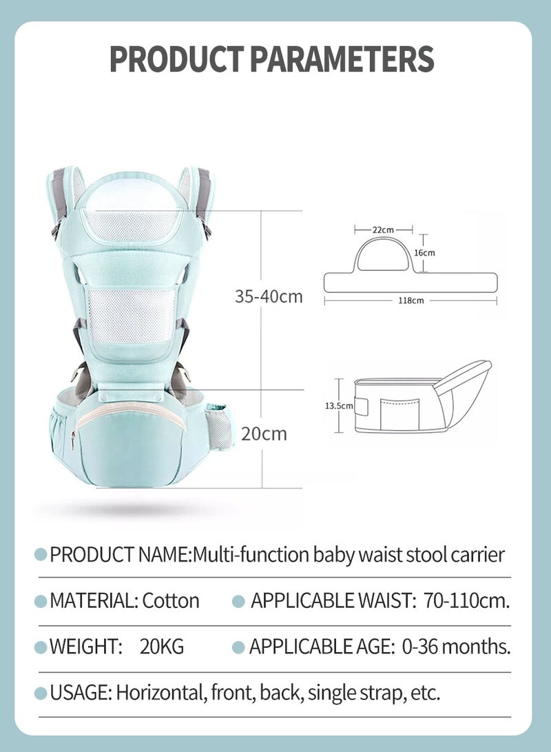 Adjustable Baby Carrier, Baby Carrier with Hip Seat, Baby Lumbar Stool with Storage, Baby Sleeping Bag, Breathable and Comfortable, Six Ways of Use - Image 3