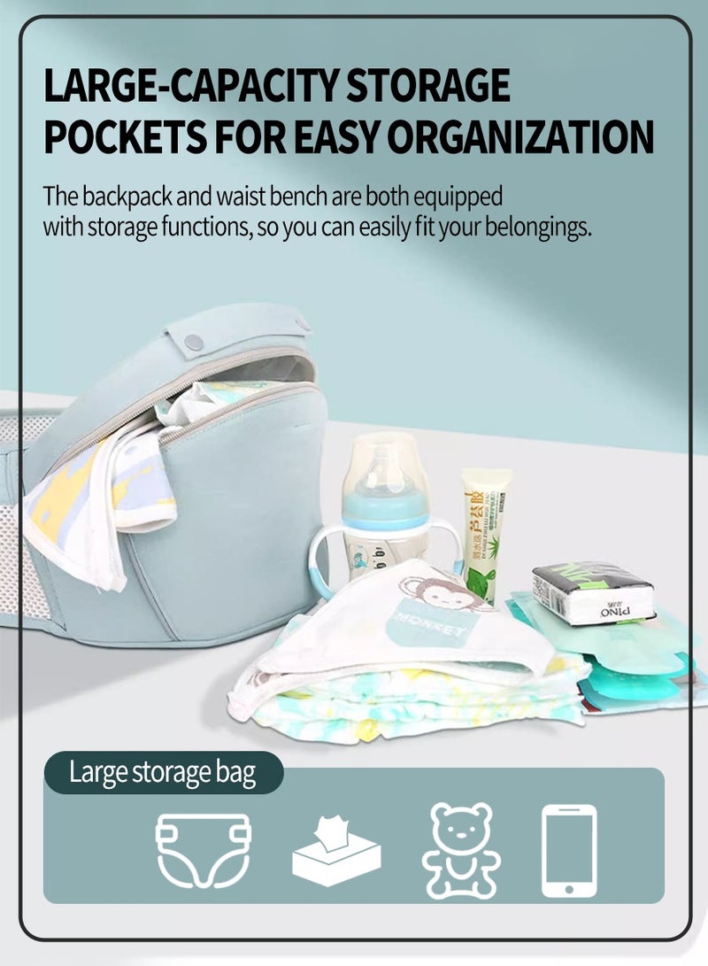 Adjustable Baby Carrier, Baby Carrier with Hip Seat, Baby Lumbar Stool with Storage, Baby Sleeping Bag, Breathable and Comfortable, Six Ways of Use - Image 4