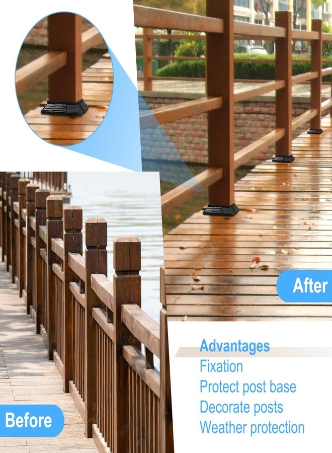 bruwaa 6 Pack 4 x 4 (3.5 inch x 3.5 inch) Vinyl Post Skirt Post Base Cover Column Wraps for Wood Hand Stair Rails and Porch Deck Post Base Black Post Trim - Image 5