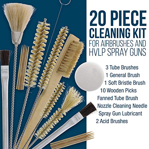 TCP Global 20 Piece Spray Gun Cleaning Kit; Complete Set for HVLP Gravity, Suction, Detail Paint Guns, Airbrush, Air Tools - Image 2