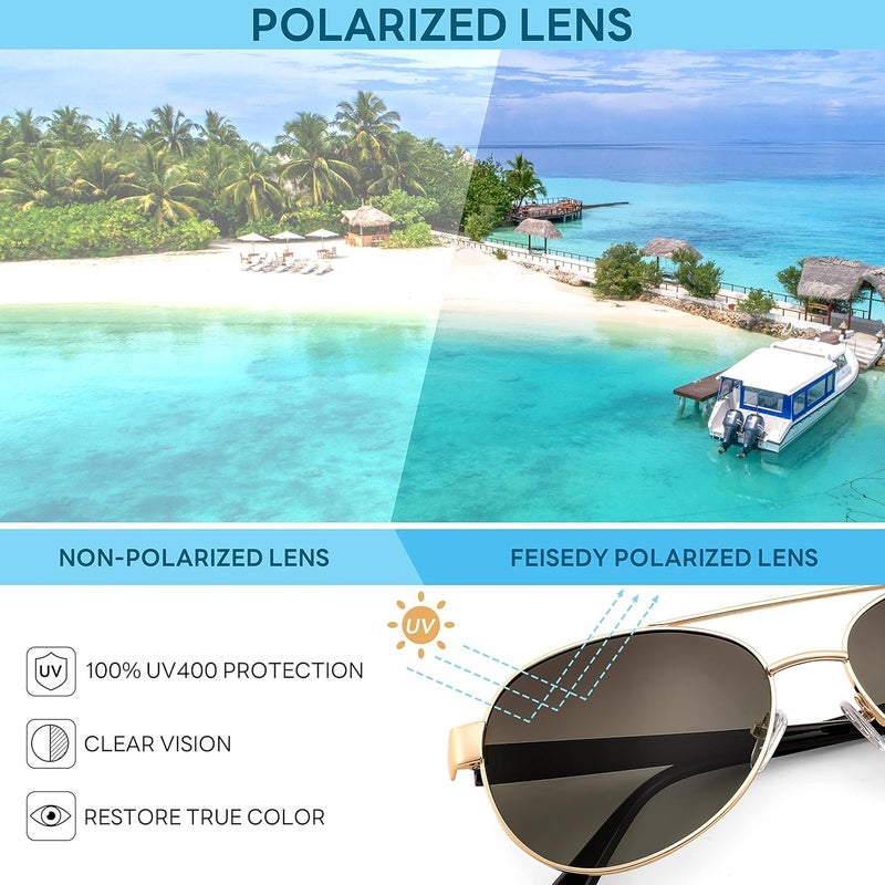 FEISEDY Classic Sunglasses for Men Pilot Polarized Sunglasses Men UV400 Protection for Driving Fishing Golf B4109 - Image 3