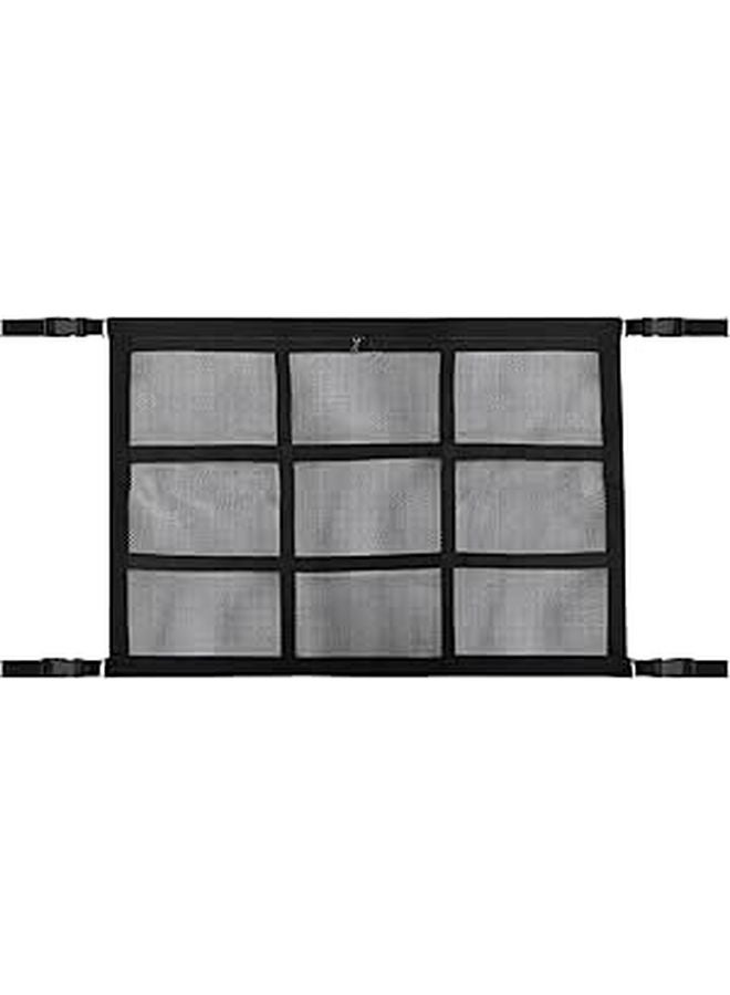 Car Roof Storage Net With Zipper 9 Compartments Adjustable Straps 35 4 X 25 6 Inches - Image 1