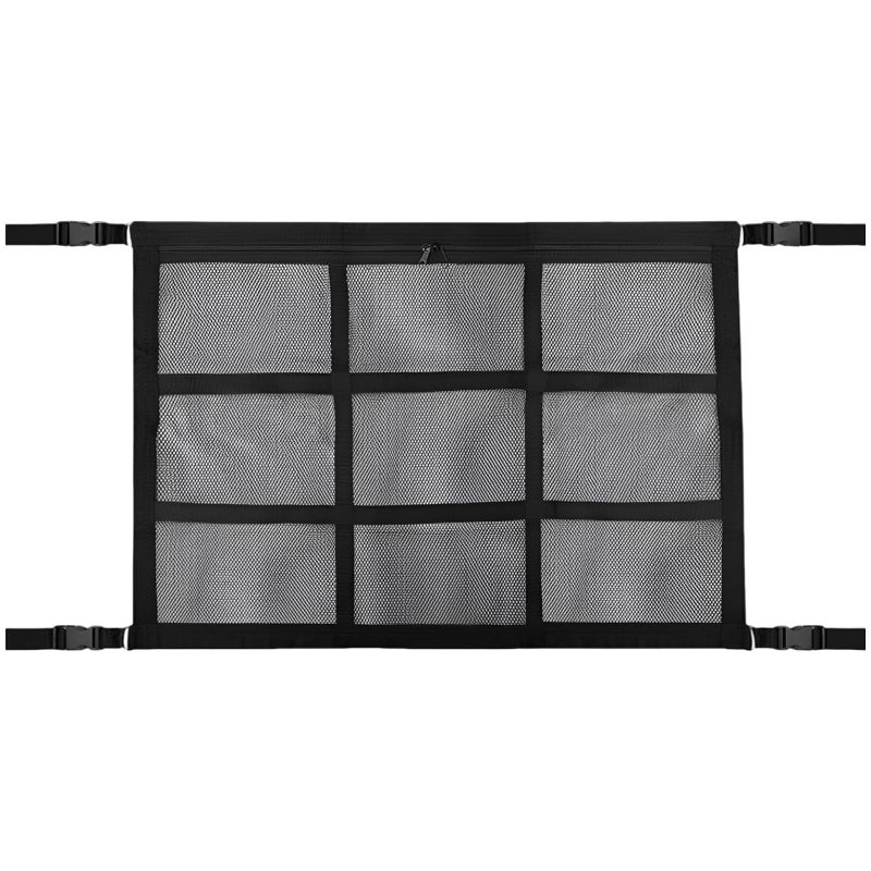 Car Roof Storage Net With Zipper 9 Compartments Adjustable Straps 35 4 X 25 6 Inches - Image 2