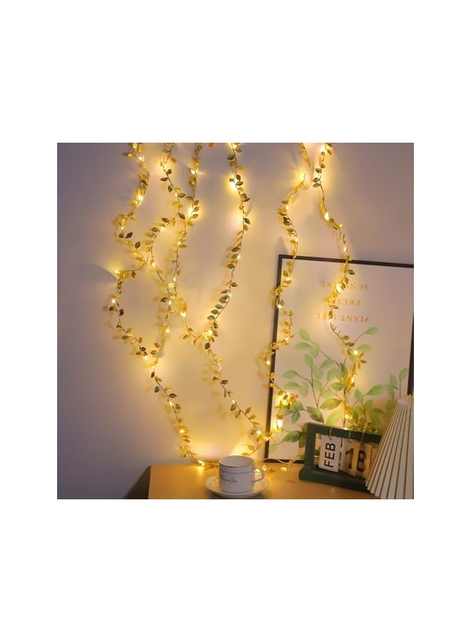 The Bros Gold Leaves String Light,5M 50 LED Maple Leaves Fairy Lights,Warm White Leaf Garland String Lights for Ramadan Eid Mubarak Decor,Artificial Plant Vine Light for Indoor Outdoor Home Garden Decor - Image 3