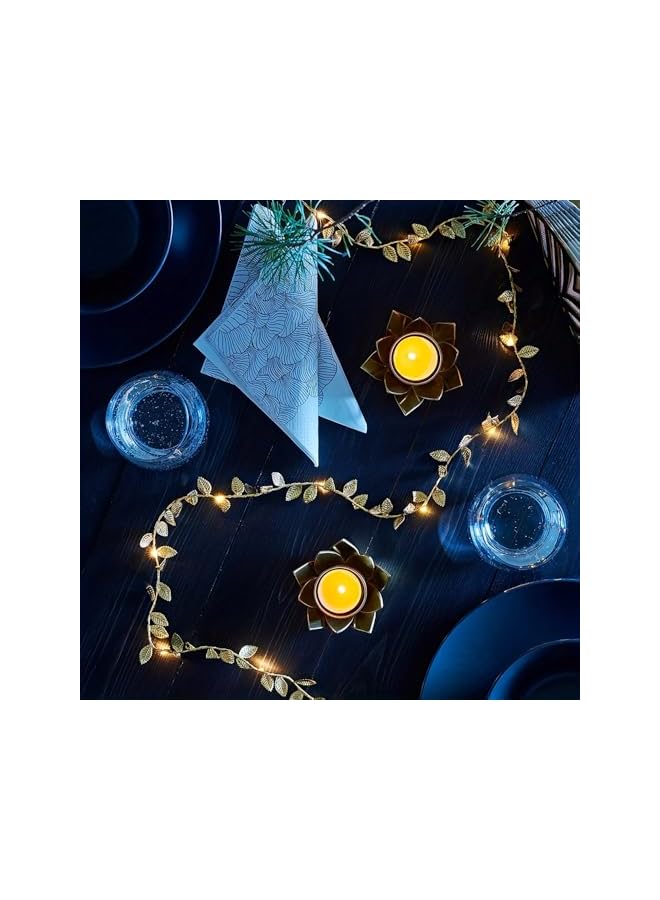 The Bros Gold Leaves String Light,5M 50 LED Maple Leaves Fairy Lights,Warm White Leaf Garland String Lights for Ramadan Eid Mubarak Decor,Artificial Plant Vine Light for Indoor Outdoor Home Garden Decor - Image 4