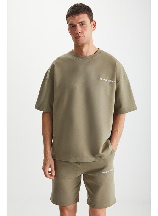 GRIMELANGE Colombía Men's 2-Piece Comfort Fit Relaxed Fit Letter-Embroidered No-Drawstring Khaki Tracksuit Set. - Image 2