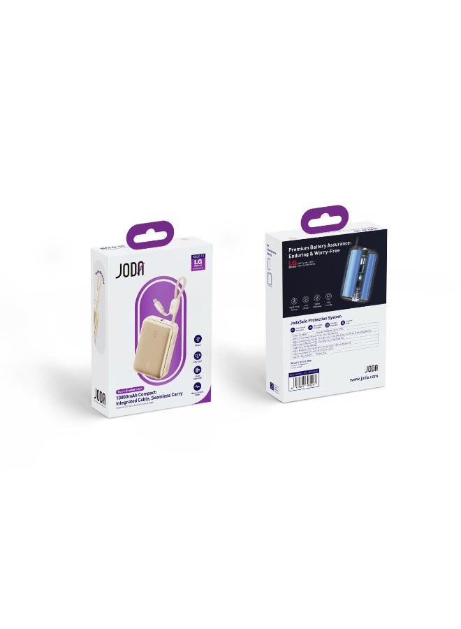 JODA HALO 10 Power Bank – 10000mAh Portable Charger with Built-in Type-C Cable & 22.5W PD Fast Charging - Image 2