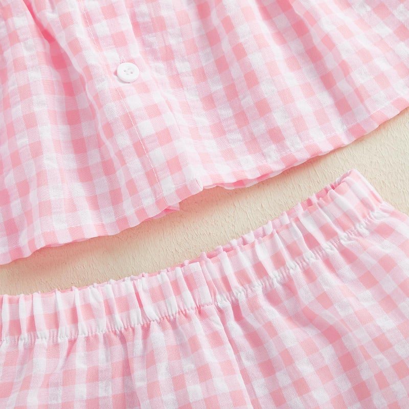 GOOCHEER Toddler Girl Clothes Baby Summer Outfits Plaid Ruffle Sleeveless Vest Tank Tops Pants Set 12 18 24 Month 2T 3T 4T (#Flying-Pink, 3-4T) - Image 4