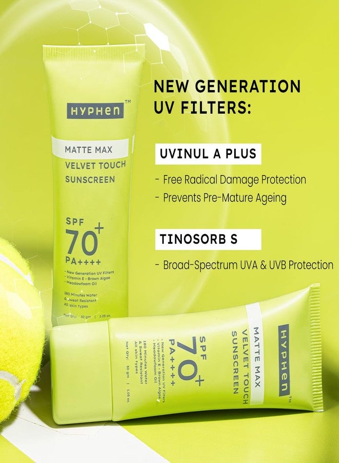 Hyphen Matte Max Velvet Touch Sunscreen Spf 70+ Pa++++|Sun Protection|Sun Shield|Moisturizes And Soothes Skin|12 Hrs Uva-Uvb Protection|Sunscreen Spf No White Cast, Combination & All Skin Types-30G - Image 4
