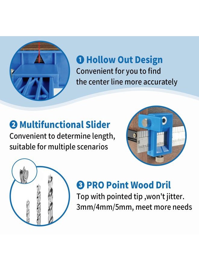 King&Charles Cabinet Hardware Jig, King&Charles Metal Cabinet Handle Jig with 3pcs Point Wood Drils Bits - Use for Handles Pulls Knobs on Drawers/Doors, Wood Drilling Dowelling Guide Set. - Image 3