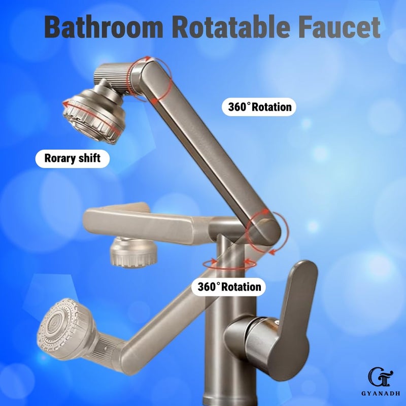 Gyanadh Premium Stainless Steel 1080 Swivel PullOut Faucet Versatile Hot Cold Mixer Tap for Kitchen and Bathroom Use - Image 3