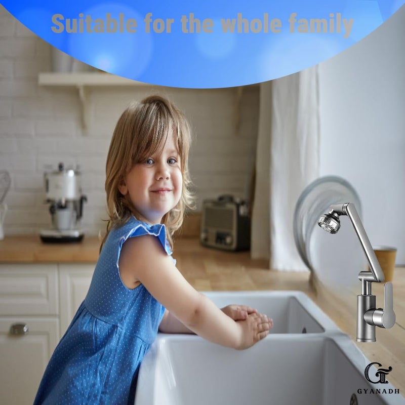 Gyanadh Premium Stainless Steel 1080 Swivel PullOut Faucet Versatile Hot Cold Mixer Tap for Kitchen and Bathroom Use - Image 5