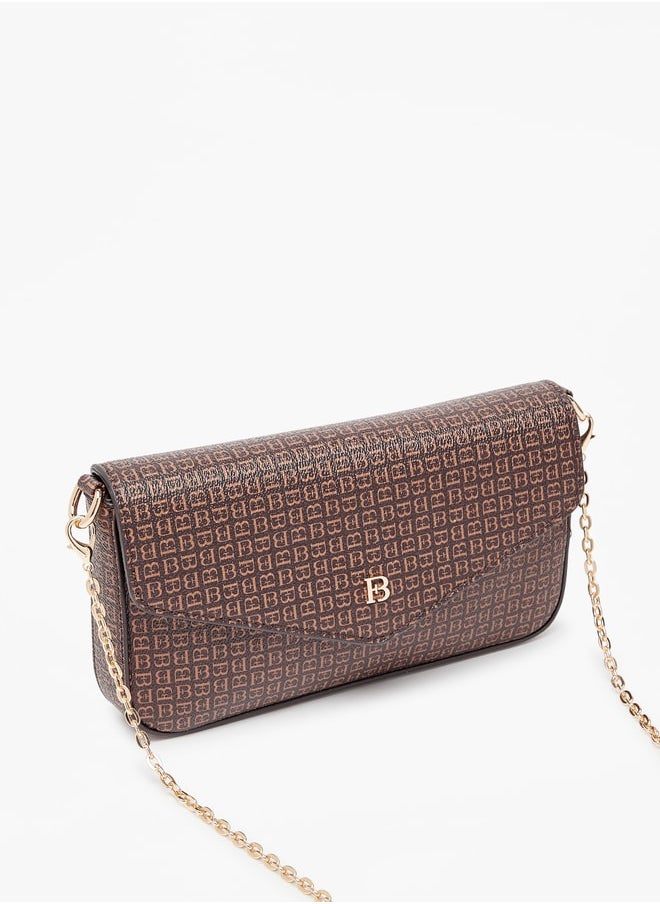 Flora Bella By Shoexpress Women Solid Crossbody Bag with Button Closure and Chain Strap  - Image 2
