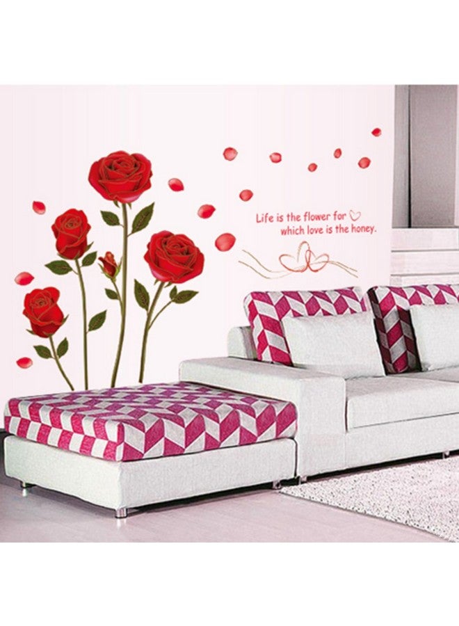 Decals Design 'Romantic Rose Flowers' Wall Sticker (PVC Vinyl, 50 cm x 70 cm, Multicolour) - Image 3