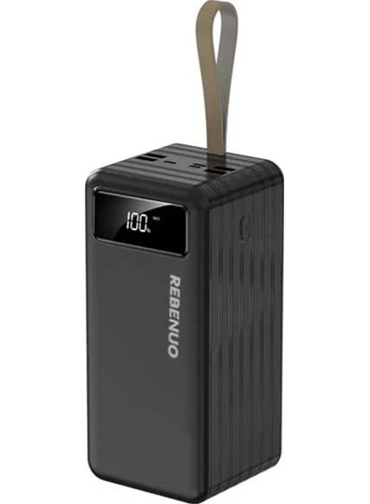 REBENUO بنك طاقة محمول بسعة 7000 مللي أمبير مع كابلات USB وType-C مدمجة – حزمة بطارية رفيعة للشحن السريع مع شاشة LED – شاحن جيب خفيف الوزن لأجهزة أندرويد، آيفون (مع محول)، أجهزة لوحية، سماعات أذن وأجهزة USB – مثالي للسفر، التنقل والدعم اليومي للطاقة - Image 1