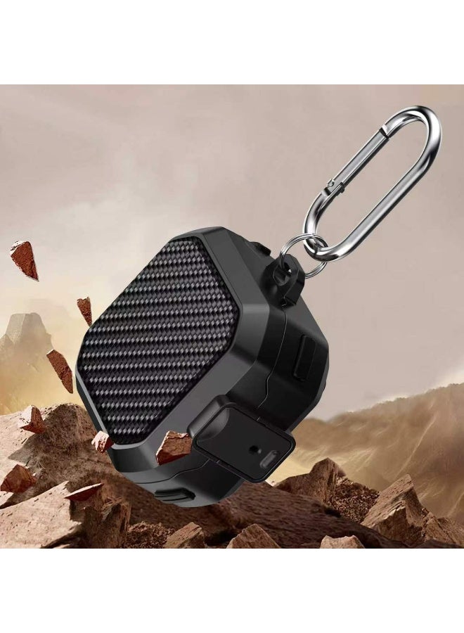 SANMUDII Samsung Galaxy Buds4/Buds4 Pro Security Lock Earbud Case, Earbud Protective Case with Front-Facing Button, Carbon Fiber Texture, Includes Cleaning Kit and Carabiner, Shock-Resistant Earbud Case (Black) - Image 4