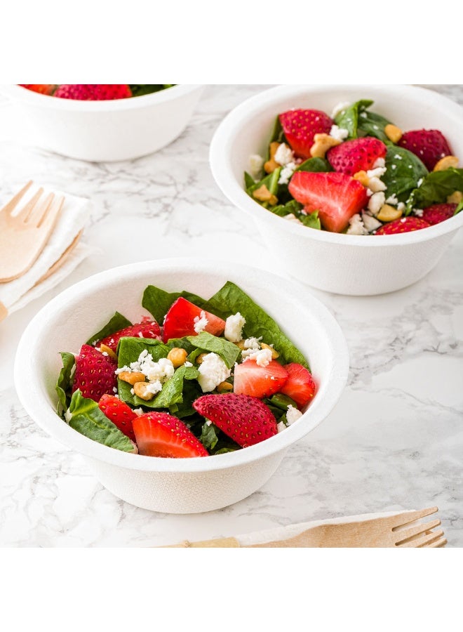 Restaurantware أطباق باجاس 8 أونصات من بلب تيك، 100 طبق سلطة مقاوم للدهون - الأغطية تباع بشكل منفصل، قابلة للاستخدام في الميكروويف، أطباق باجاس بيضاء، حافة معززة، متينة، للسلطات أو أكثر - Image 3