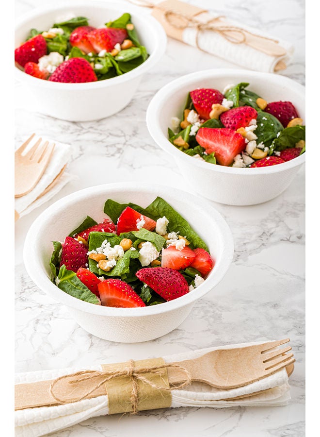 Restaurantware أطباق باجاس 8 أونصات من بلب تيك، 100 طبق سلطة مقاوم للدهون - الأغطية تباع بشكل منفصل، قابلة للاستخدام في الميكروويف، أطباق باجاس بيضاء، حافة معززة، متينة، للسلطات أو أكثر - Image 5