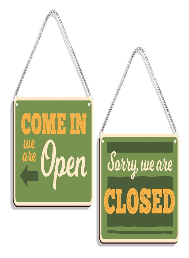 DELWOR Open Closed Sign Board for Shop | Open Closed Board | Double Sided Wodden Door Hanging Open Close Sign Board for Restaurants, Cafe and Hotel - Image 1