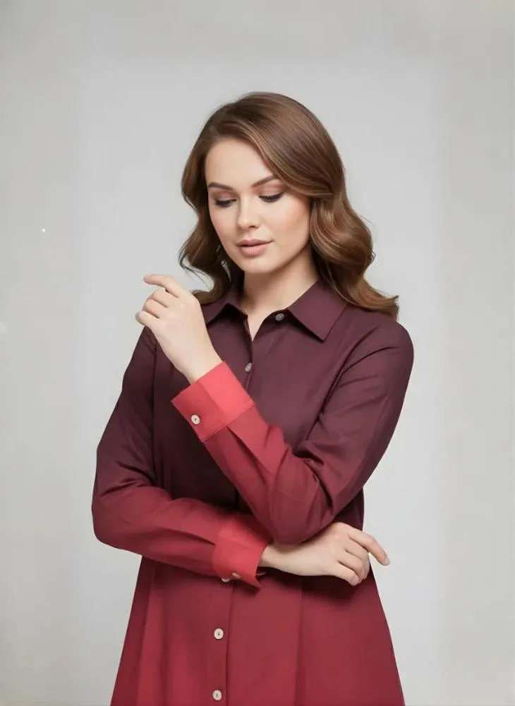 نور Zahra Rose Ombre Shirt Dress