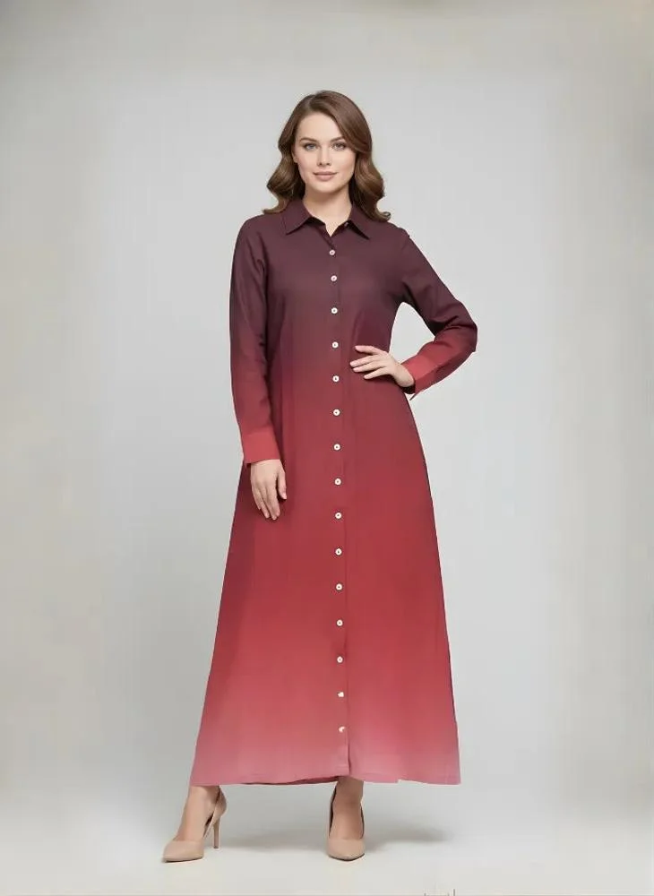 نور Zahra Rose Ombre Shirt Dress