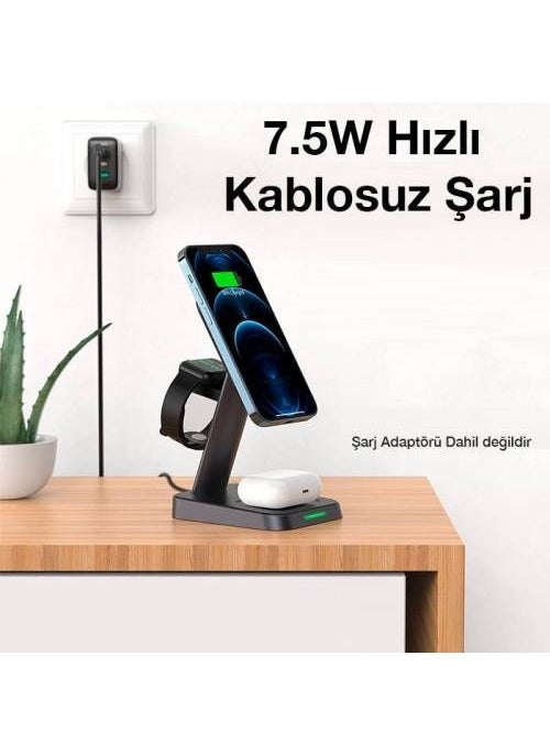 Coofbe - 3in1 15W Magnetic Magsafe Wireless Charging Phone, Watch and Headphone Charging Stand - Image 1