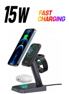 3in1 15W Magnetic Magsafe Wireless Charging Phone, Watch and Headphone Charging Stand