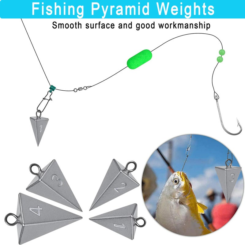 MLYLM Pyramid Sinkers for Surf & Saltwater Fishing Weights - Durable Lead Fishing Sinkers, 1oz,2oz,3oz,4oz,5oz,6oz,8oz, Assortment Packs. - Image 3