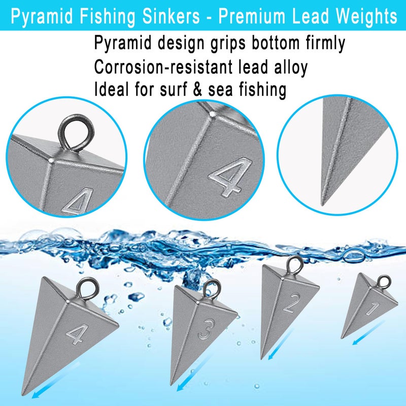 MLYLM Pyramid Sinkers for Surf & Saltwater Fishing Weights - Durable Lead Fishing Sinkers, 1oz,2oz,3oz,4oz,5oz,6oz,8oz, Assortment Packs. - Image 5