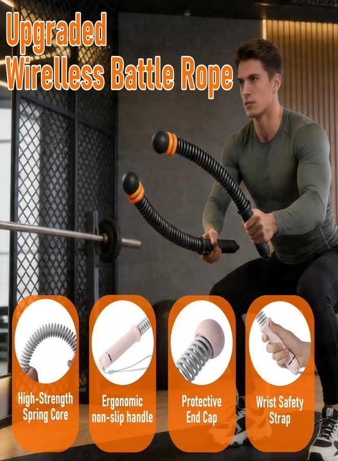 Winb Cordless Battle Rope with Adjustable Resistance Springs, Ropeless Weighted Workout Stick for Strength Training and Cardio Fitness, Home Gym Exercise Equipment (Black) - Image 2