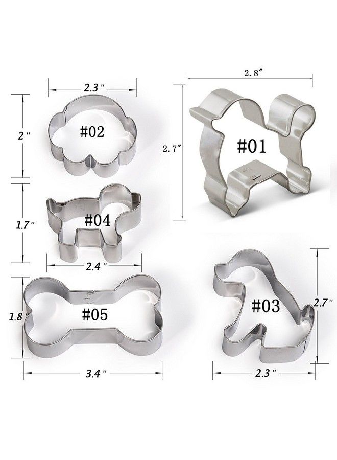 EORTA Puppy Dog Paw And Bone Shaped Cookie Cutter Stainless Steel Biscuit/Fondant Molds Homemade Baking Tools By Eorta For Kids Party Dishwasher Safe Set Of 5 - Image 3