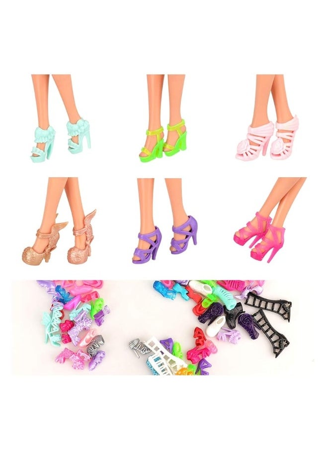 Miunana - Miunana 50 Pairs Doll Shoes High Heel Shoes Doll Boots Flat Shoes Set for 115 inch Girl Dolls Fashionista Shoe Lots - Image 1