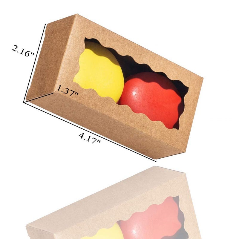 Jcxgrvc 24Pcs 4.17X2.16X1.37 Inches Natural Brown Kraft Macaron Boxes With Clear Display Window  Great For Party  Baby Showers  Candy Treat Boxes - Image 2
