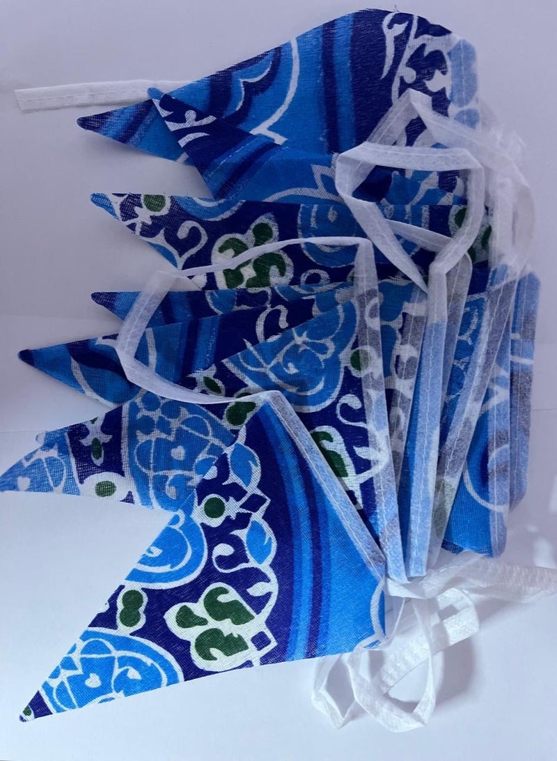 زينة خيامية شعبية قماش – طول 5 متر – لون أزرق – ديكور رمضان والمناسبات - Image 2