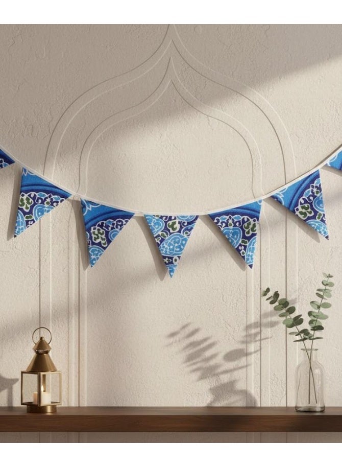 زينة خيامية شعبية قماش – طول 5 متر – لون أزرق – ديكور رمضان والمناسبات - Image 4