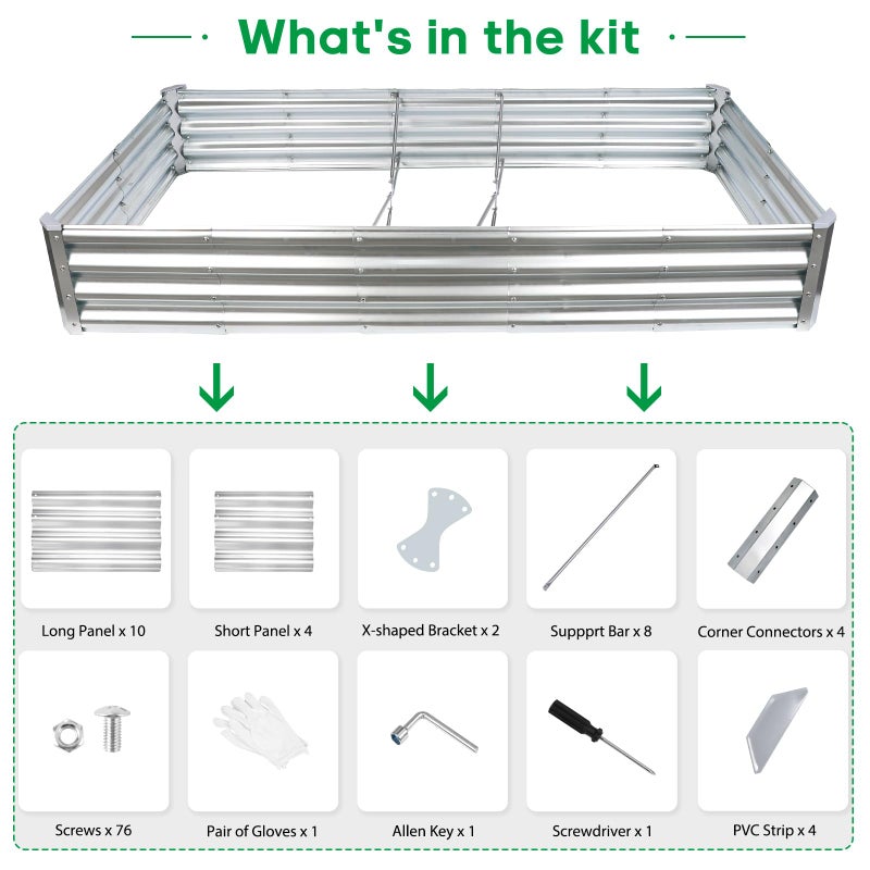 JERIA 6Ã—3Ã—1ft Raised Garden Bed with Support Rods,Galvanized Raised Garden Bed Kit Outdoor Metal Gardening Planter Box for Vegetable, Fruits, Flower - Image 3