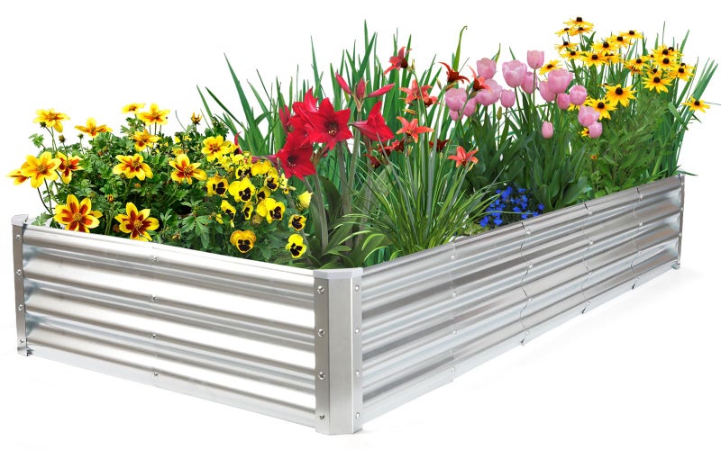 JERIA 6Ã—3Ã—1ft Raised Garden Bed with Support Rods,Galvanized Raised Garden Bed Kit Outdoor Metal Gardening Planter Box for Vegetable, Fruits, Flower - Image 1