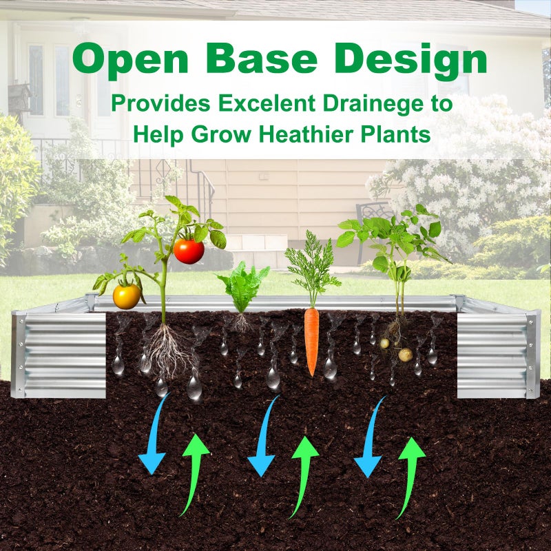 JERIA 6Ã—3Ã—1ft Raised Garden Bed with Support Rods,Galvanized Raised Garden Bed Kit Outdoor Metal Gardening Planter Box for Vegetable, Fruits, Flower - Image 5