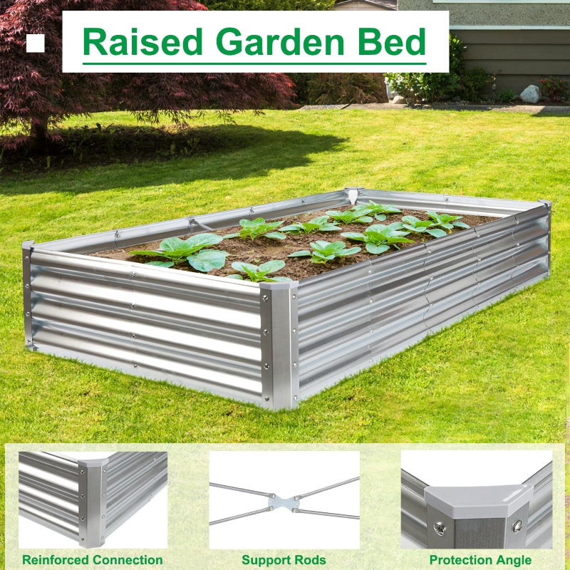 JERIA 6Ã—3Ã—1ft Raised Garden Bed with Support Rods,Galvanized Raised Garden Bed Kit Outdoor Metal Gardening Planter Box for Vegetable, Fruits, Flower - Image 4