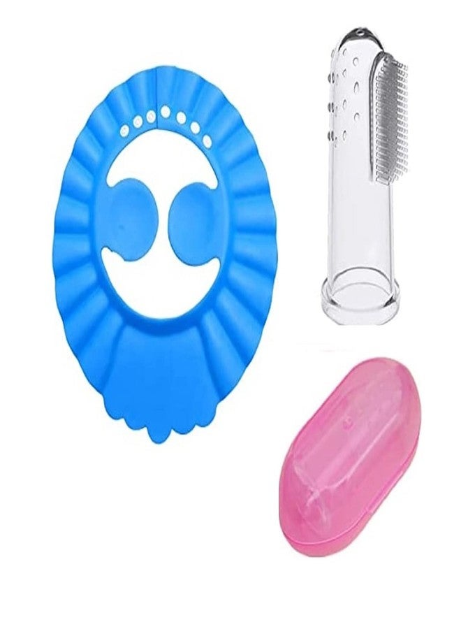 Wavva® Safe Shampoo Shower Bathing Protection Bath Cap Tool for Hair Cut with Baby Finger Toothbrush for - Infant & Toddler & Kids Tooth Brush Soft Babies to Train Your Child Healthy Oral Habits - Image 1