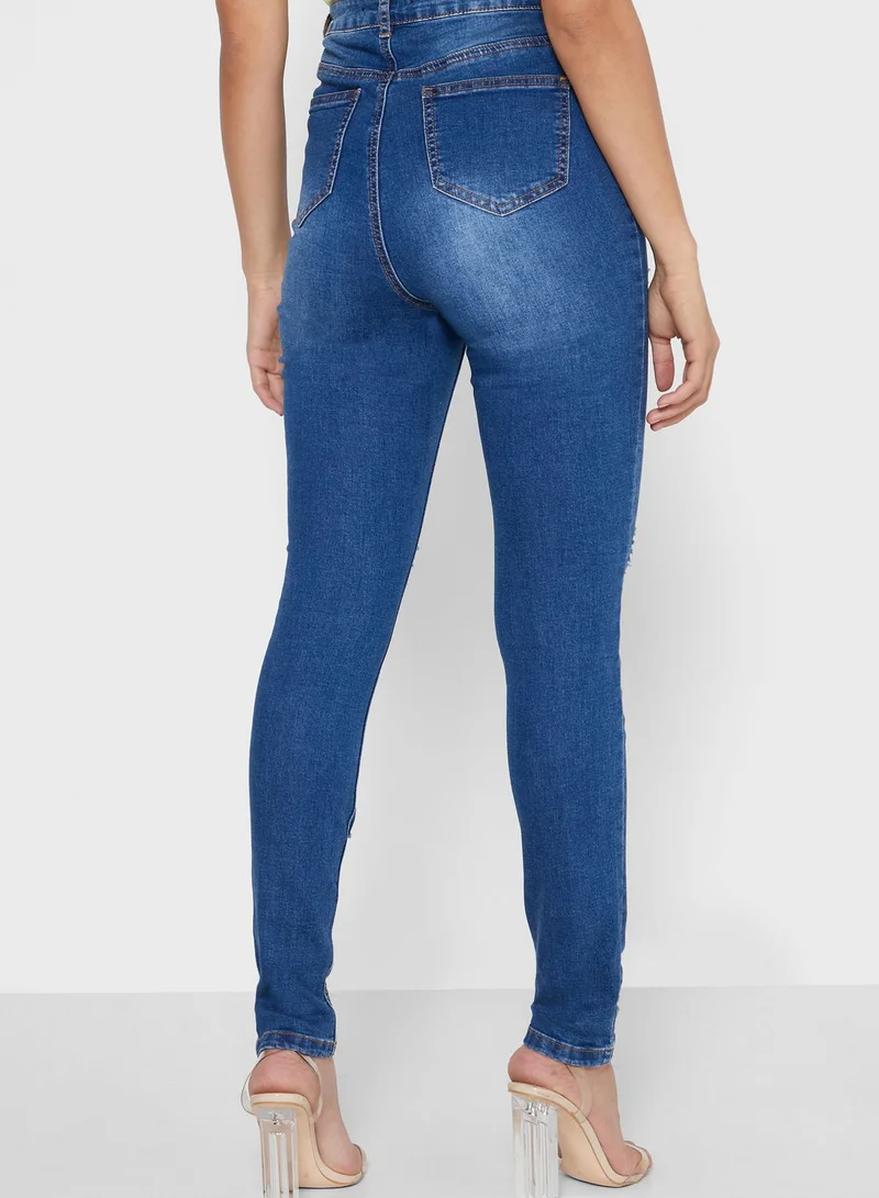 Missguided High Waist Ripped Jeans