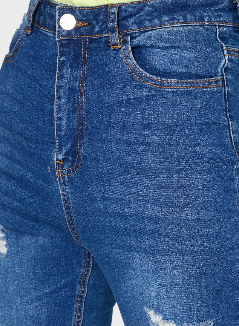 Missguided High Waist Ripped Jeans