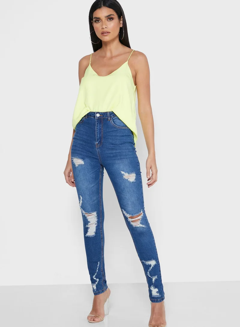 Missguided High Waist Ripped Jeans