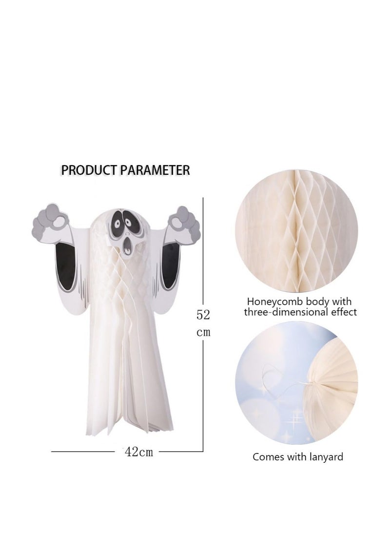 CityRiya-Long Halloween Ghost Hanging Decoration 2Pcs White Ghost Hanging Scary Halloween Hanging Decorations for Indoor Outdoor Yard Trees Window Door Patio Lawn Garden Party Decor (White)  - Image 2