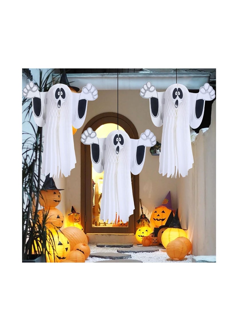 CityRiya-Long Halloween Ghost Hanging Decoration 2Pcs White Ghost Hanging Scary Halloween Hanging Decorations for Indoor Outdoor Yard Trees Window Door Patio Lawn Garden Party Decor (White)  - Image 3