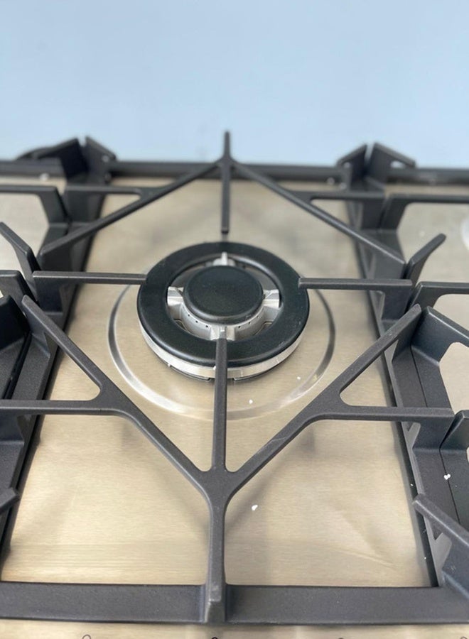 سوبر جنرال موقد غاز مدمج 5 شعلات سوبر جنرال 90x60 مع أمان كامل وإشعال تلقائي، لون مات إينوكس، فولاذ مقاوم للصدأ، KSGHB9051SS، ضمان لمدة 2 سنوات. - Image 5