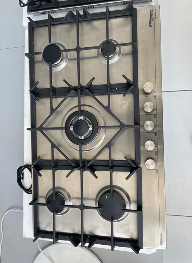 سوبر جنرال موقد غاز مدمج 5 شعلات سوبر جنرال 90x60 مع أمان كامل وإشعال تلقائي، لون مات إينوكس، فولاذ مقاوم للصدأ، KSGHB9051SS، ضمان لمدة 2 سنوات. - Image 2